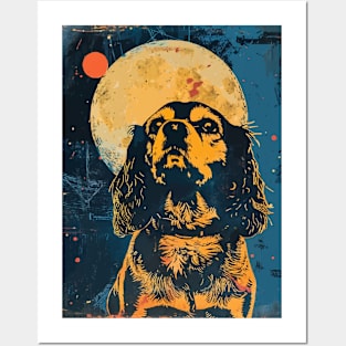 Cavalier King dog grunge portrait Posters and Art